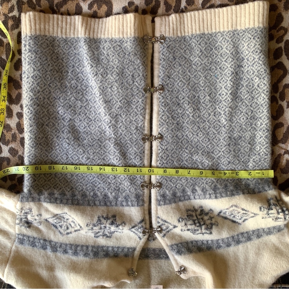 WOOLRICH vintage *flaws alpine ski style cardigan knit sweater cream wool nordic - Picture 6 of 10